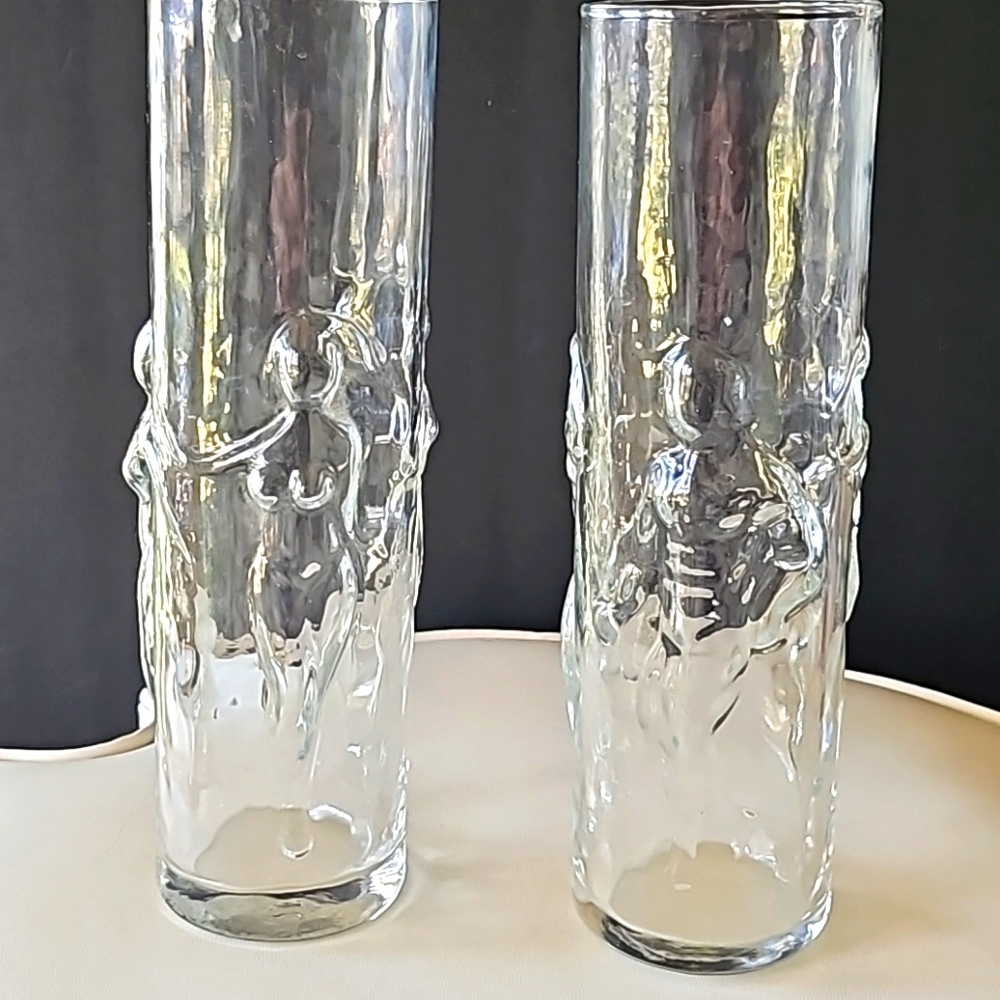 His and hers glass vases. Body Builders 9" tall.